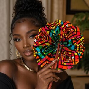 Ankara Print African Fabric Hand Fan