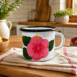 Hand-Painted Enamel Cup – 12 oz