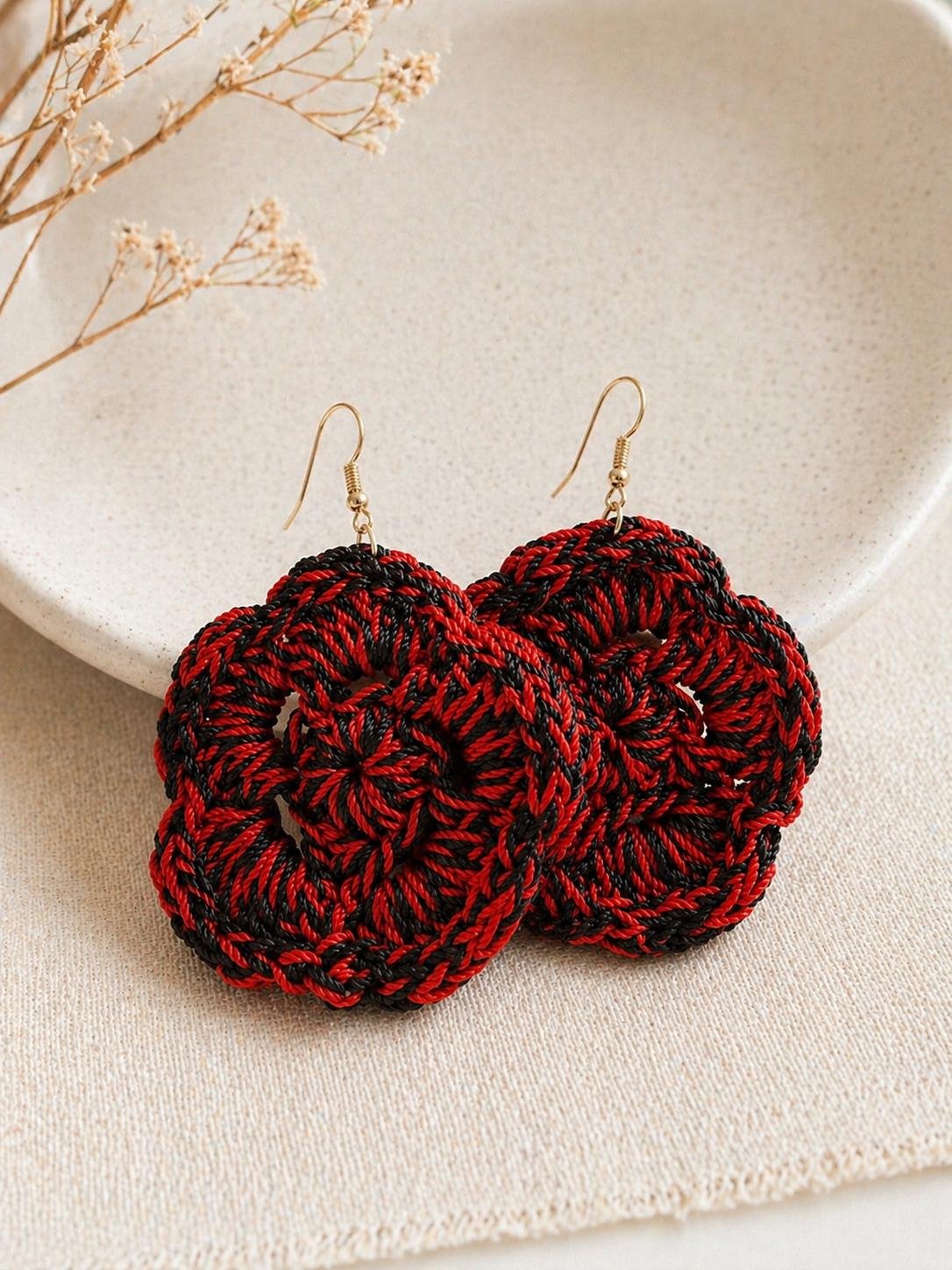 Handwoven Raffia Natural Fiber Earrings - Image 6
