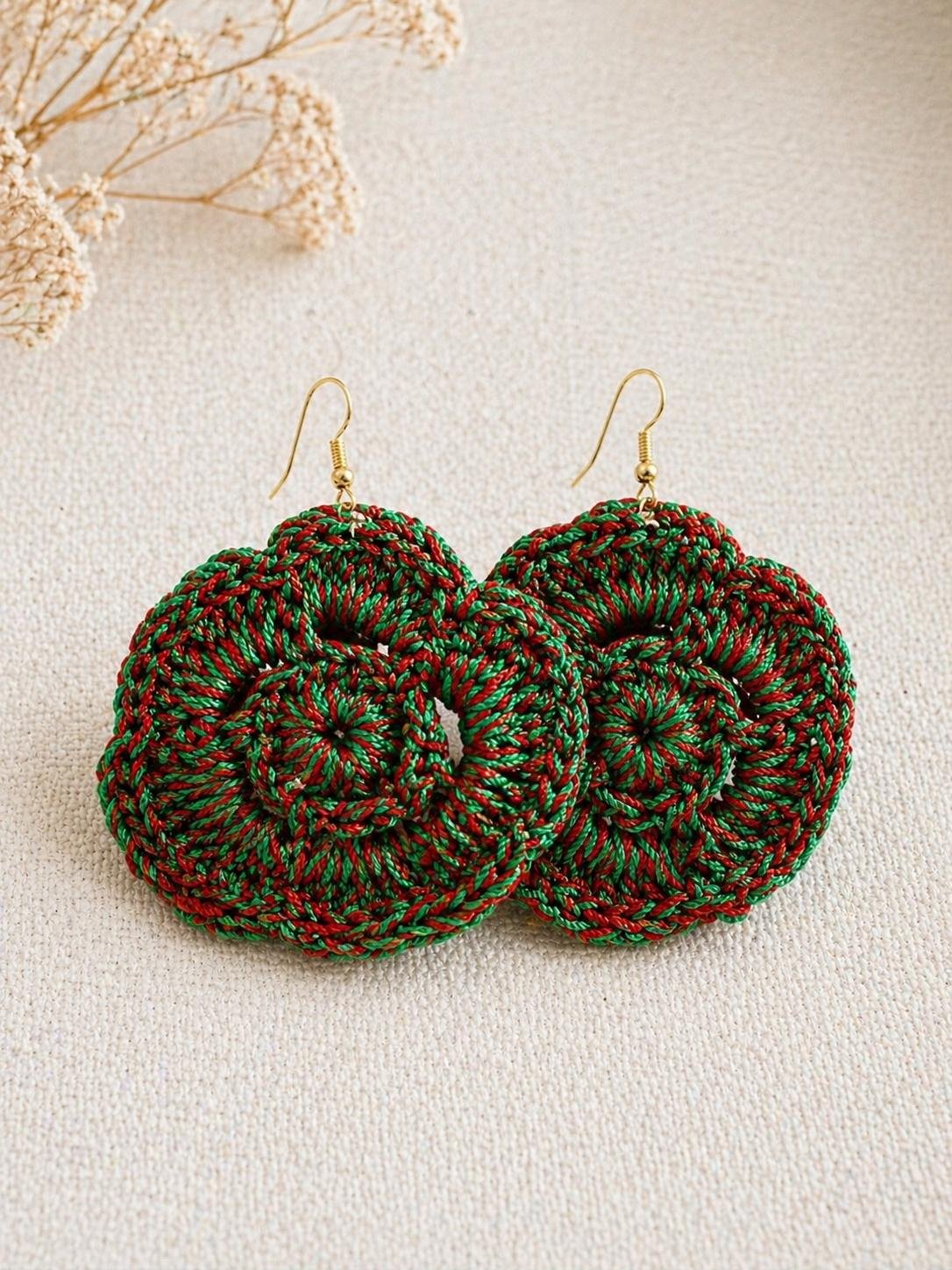 Handwoven Raffia Natural Fiber Earrings - Image 5