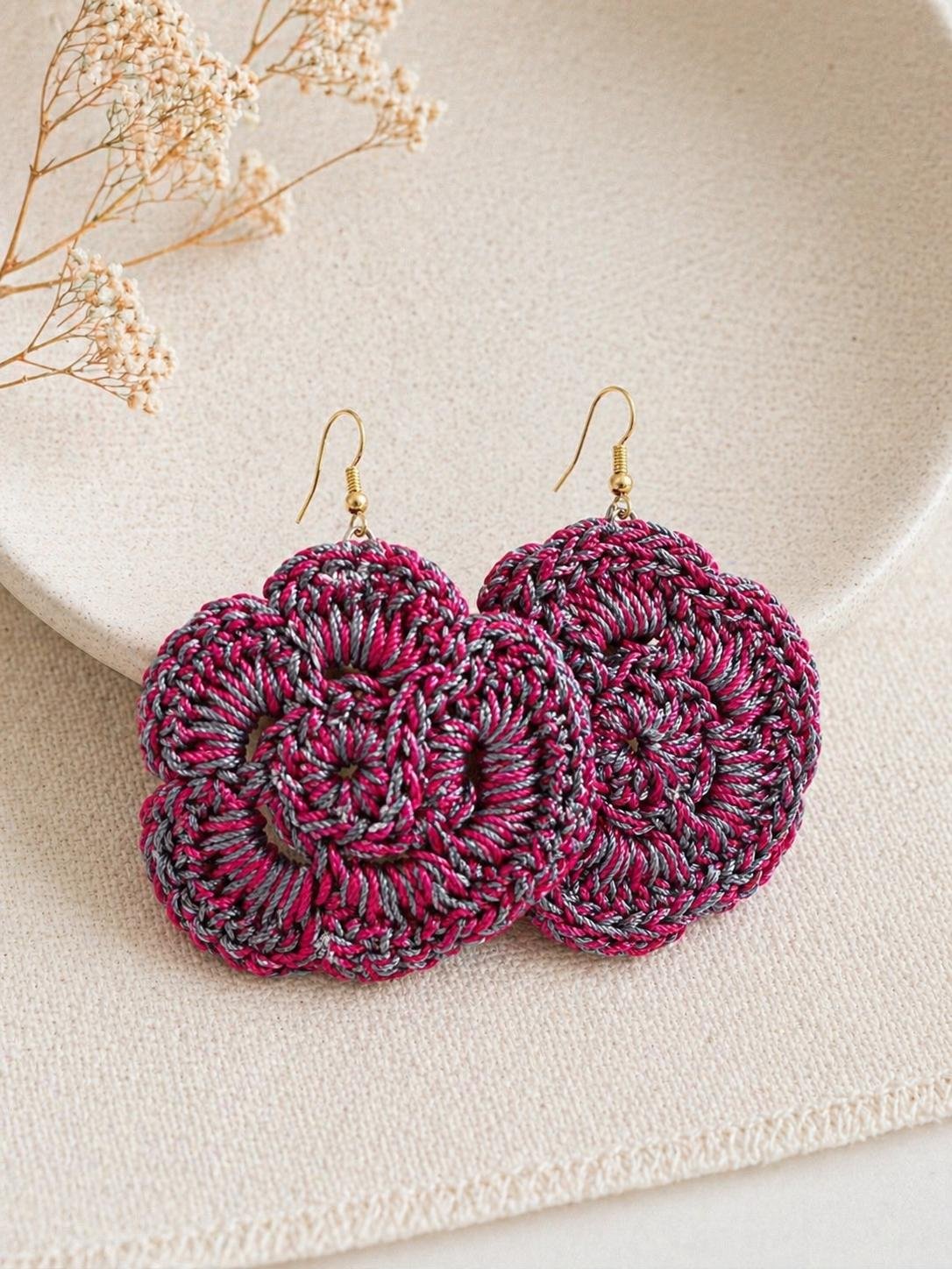 Handwoven Raffia Natural Fiber Earrings